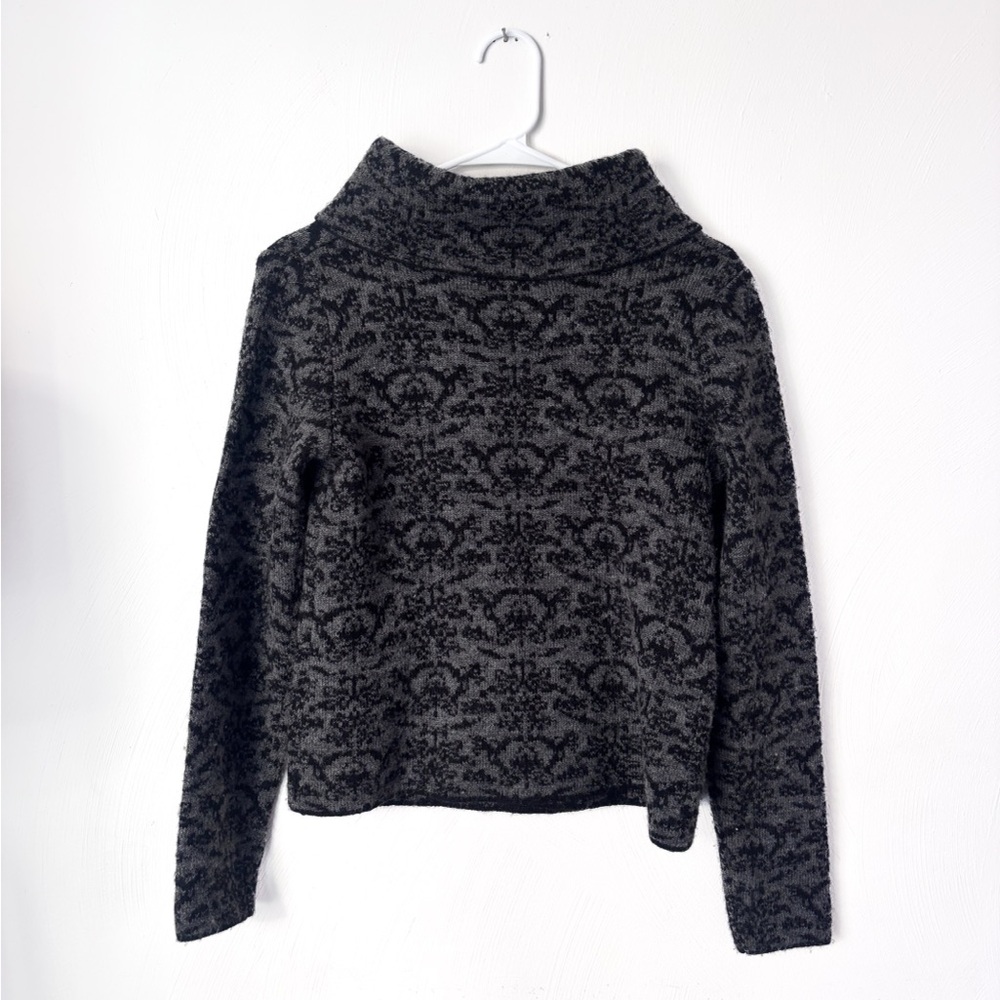 Ellen Tracy Wool Blend Floral Sweater With a Single Button Wrap Closure - Picture 6 of 6